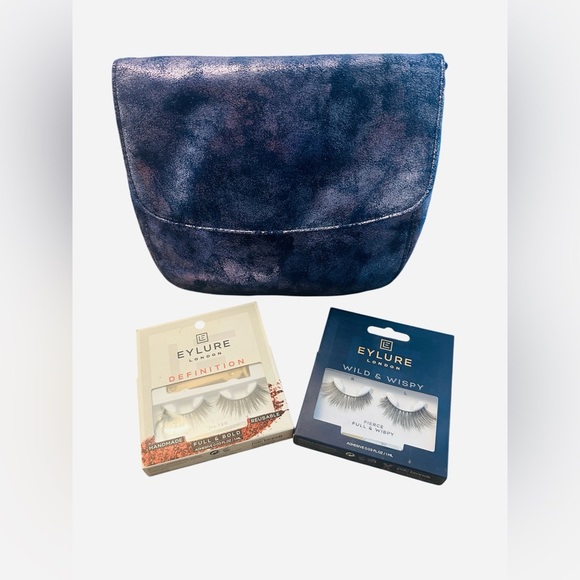 Eylure Glue On Lashes x2 NIB with Free Metallic Purple Clutch Makeup Bag - Picture 4 of 4